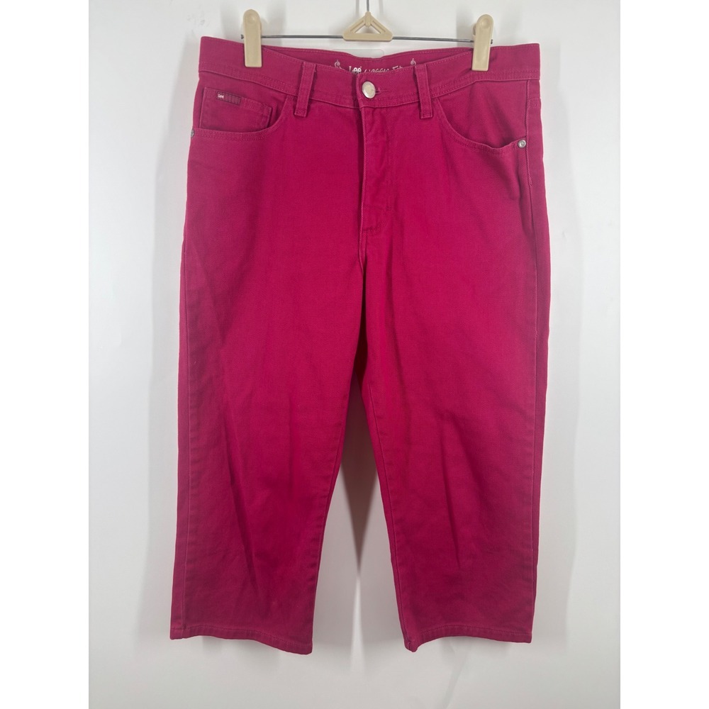 Lee Classic Fit Capri Jeans Womens 8 Magenta Pink Straight Leg Cropped Pants